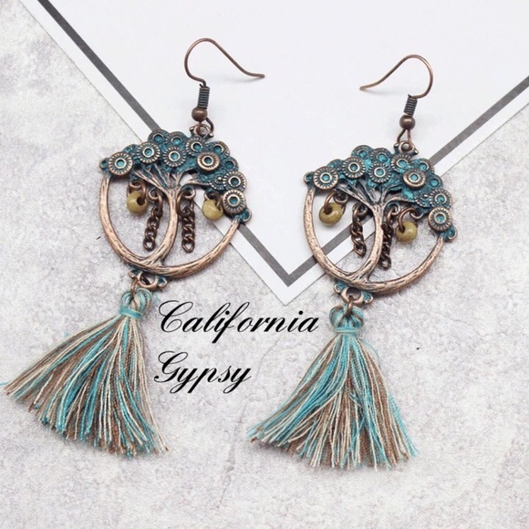 Tree of life Hippie Boho tassel earrings✨ - Picture 3 of 5